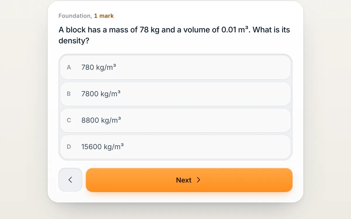 Physics Progressive: a density question