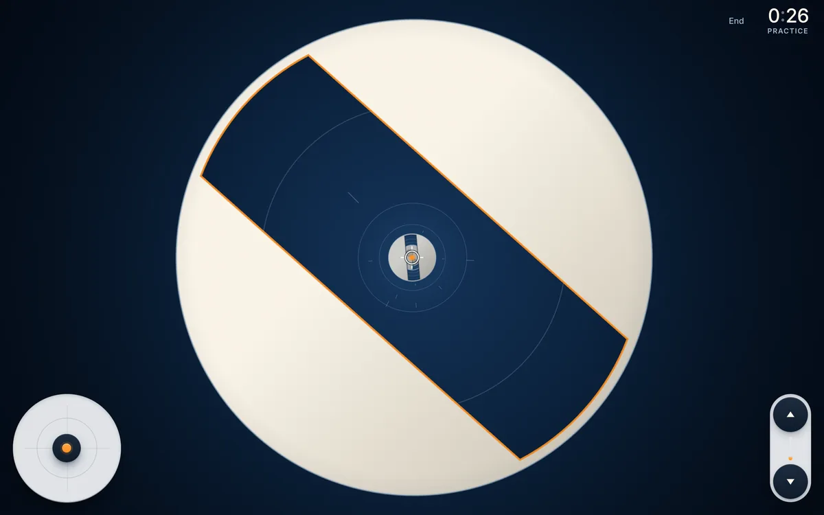 Tunnel Flight: steering through the gap in a spinning disc
