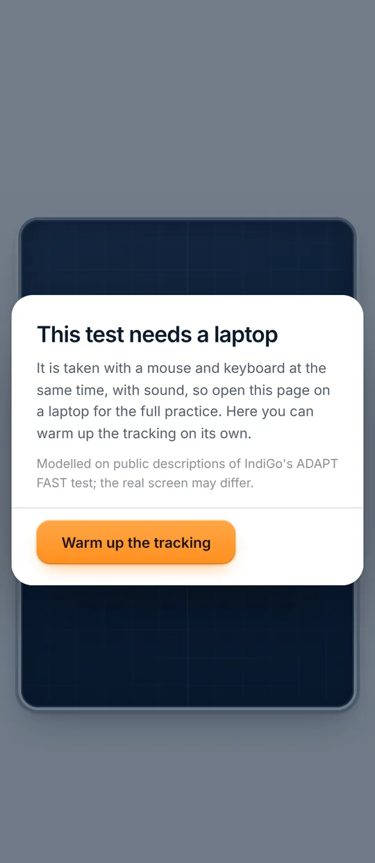 Track, Scan and Listen on a phone, where it asks for a laptop