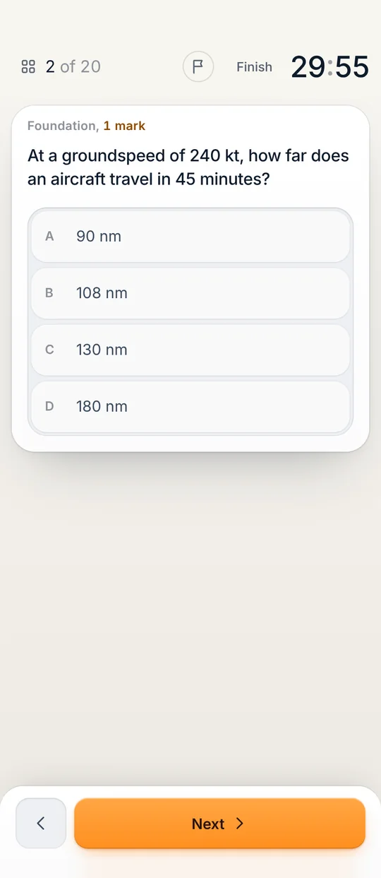Maths Progressive on a phone: a groundspeed question