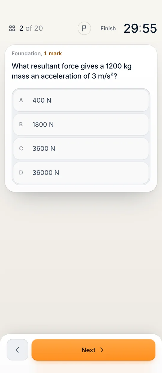Physics Progressive on a phone: a force question