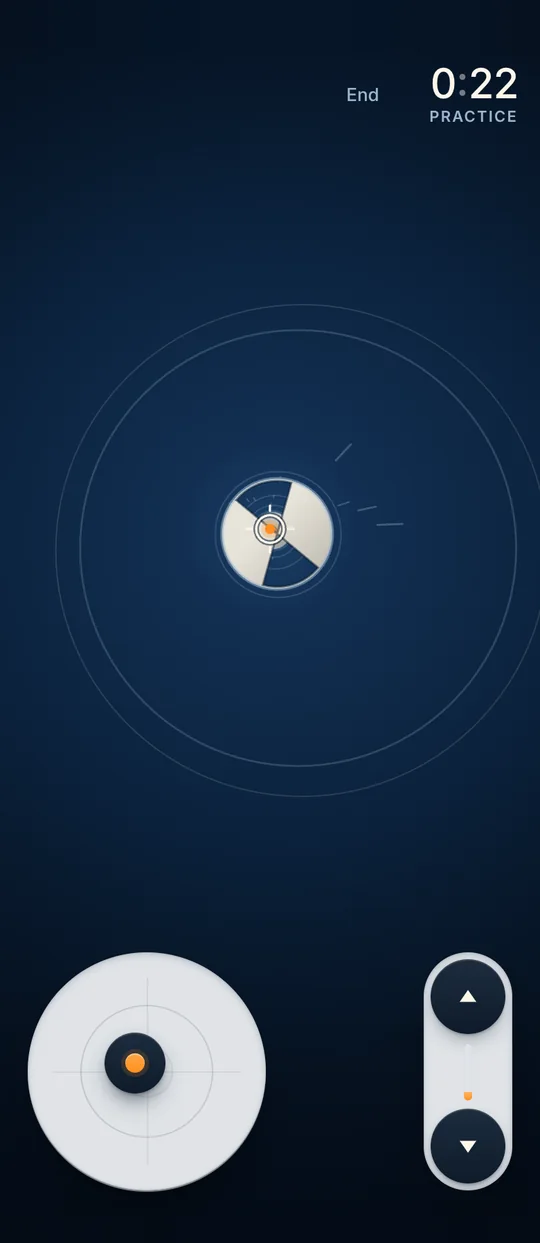 Tunnel Flight on a phone: steering through the gap in a spinning disc